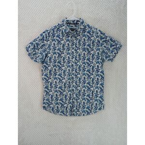 Monument Men's Small Blue Floral Short Sleeve Button Up Shirt*READ*